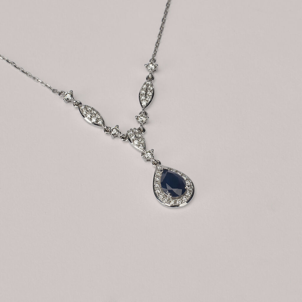 Collana Elizabeth Crown Oro Bianco Zaffiro Diamante - Collane Donna | Stroili