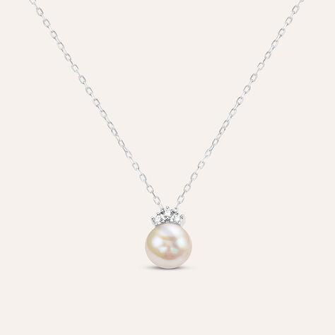 Collana Gold Pearls Oro Bianco Perla D'Acqua Dolce Diamante - Gioielli Donna | Stroili