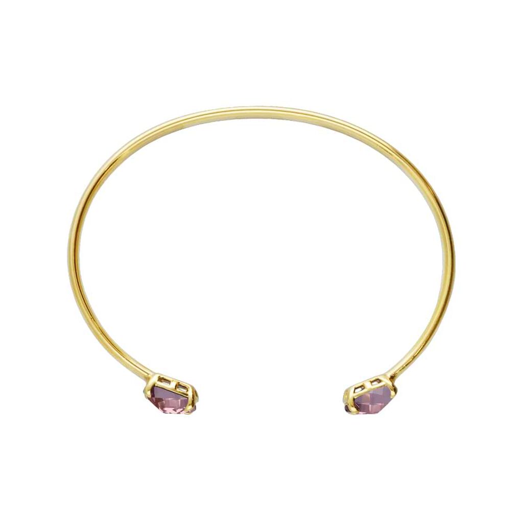 Bangle placcato oro con pietra rosaBracciale placcato oro con pietra color ambra
