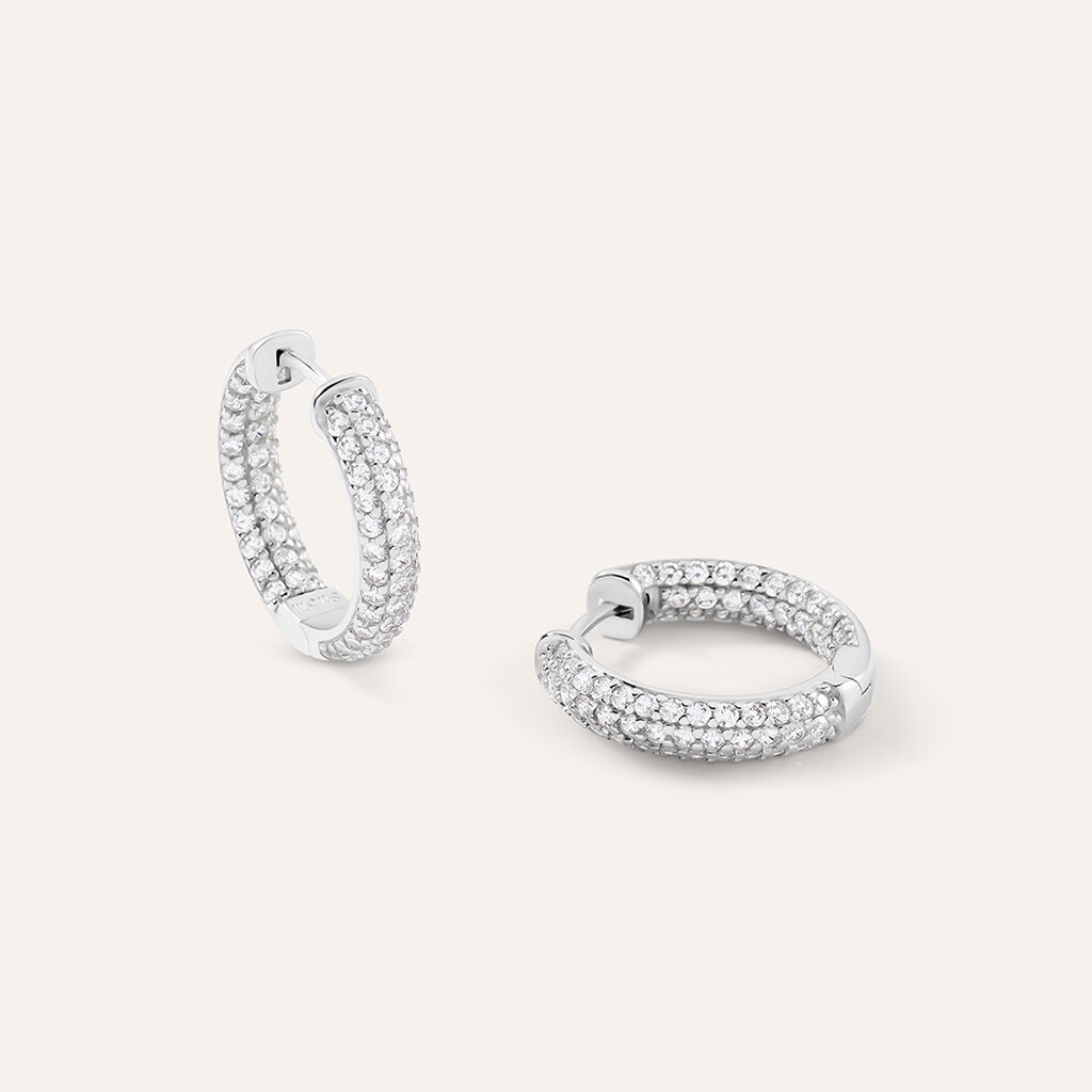 Orecchini A Cerchio Silver Shine Argento Rodiato Cubic Zirconia