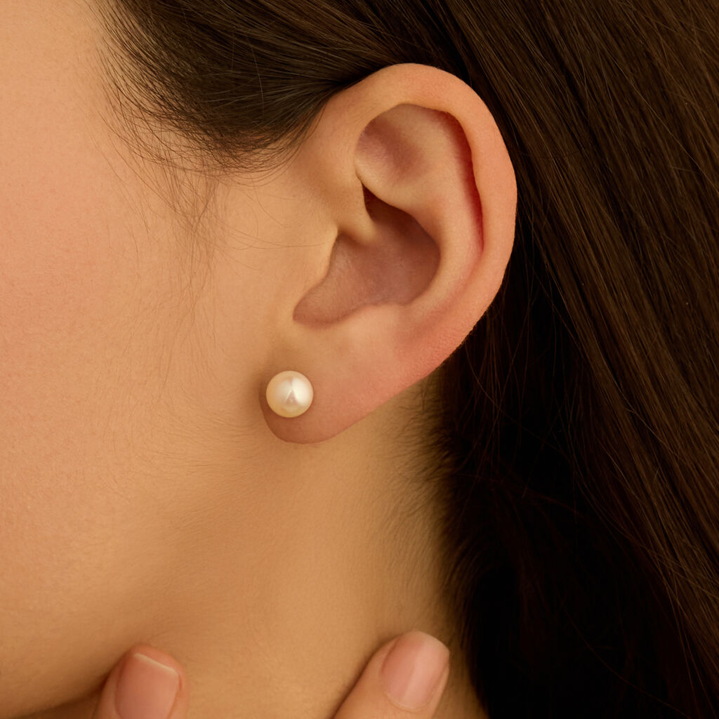 Orecchini Lobo Gabrielle Oro Bianco Perla D'Acqua Dolce