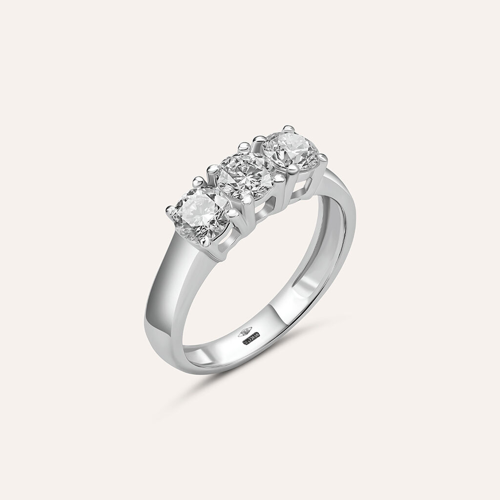 Anello Trilogy Diamade Oro Bianco Diamante Lab-Grown - Anelli con Pietre Donna | Stroili
