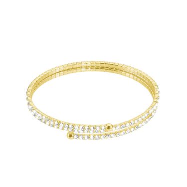 Bracciale bangle doppio in metallo dorato e cristalli
