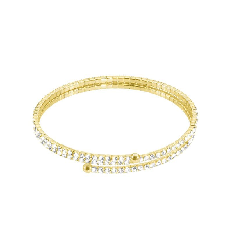 Bracciale bangle doppio in metallo dorato e cristalli - Bracciali Donna | Stroili
