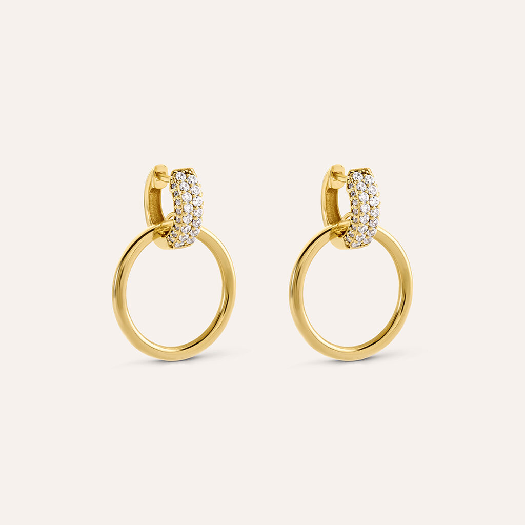 Orecchini A Cerchio Desideria Argento Nobile Dorato Cubic Zirconia