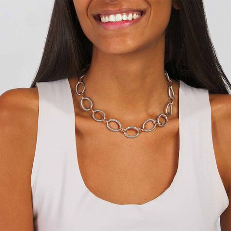 Catena Lady Code Acciaio Bicolore Bianco / Rosa - Collane Catena Donna | Stroili