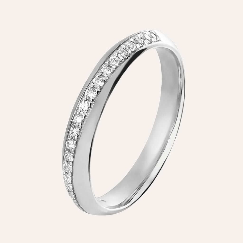 Fede Comoda Semi-eternity 3 mm Oro Bianco Diamante