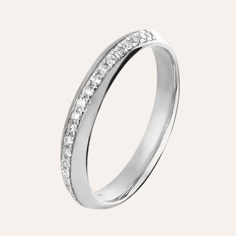 Fede Comoda Semi-eternity 3 mm Oro Bianco Diamante - Anelli con Incisione Donna | Stroili
