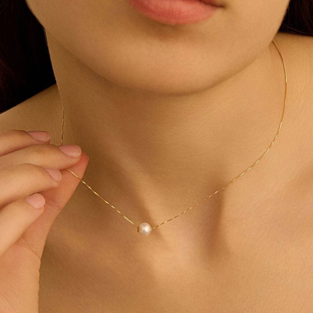 Collana Gabrielle Oro Giallo Perla D'Acqua Dolce