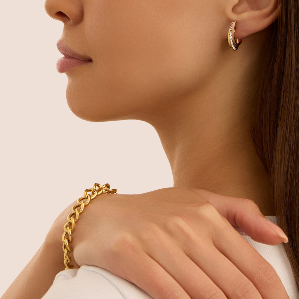 Orecchini A Cerchio Toujours Oro Tricolore Cristallo - Orecchini a Cerchio Donna | Stroili