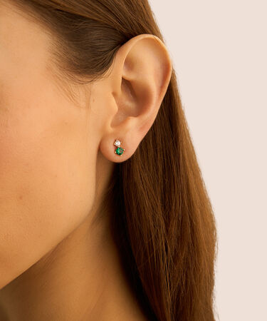 Orecchini Lobo Doppio Punto Luce Claire Oro Giallo Cubic Zirconia