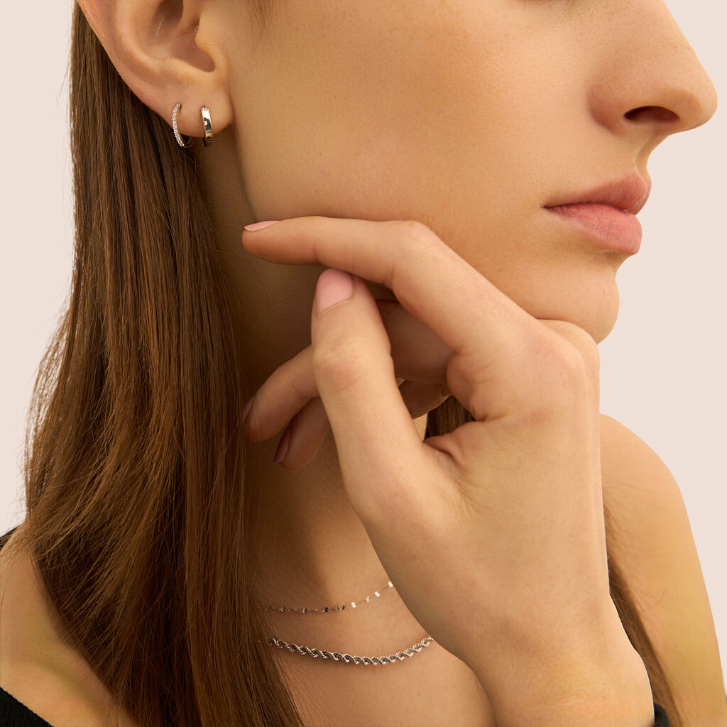 Orecchini A Cerchio Toujours Oro Bianco Cubic Zirconia