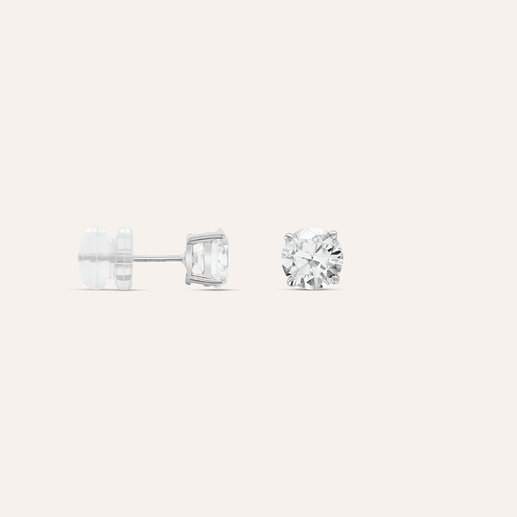 Orecchini Lobo Punto Luce Claire Oro Bianco Cubic Zirconia - Orecchini a Lobo Donna | Stroili