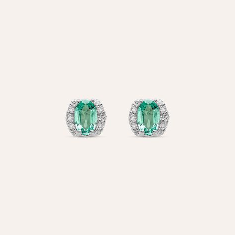 Orecchini Lobo Punto Luce Elizabeth Crown Oro Bianco Smeraldo Diamante - Orecchini a Lobo Donna | Stroili