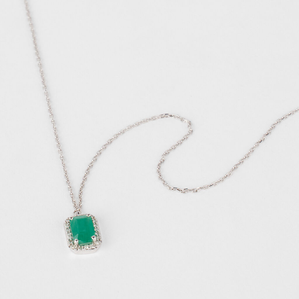 Collana Charlotte Oro Bianco Smeraldo Diamante - Collane Donna | Stroili