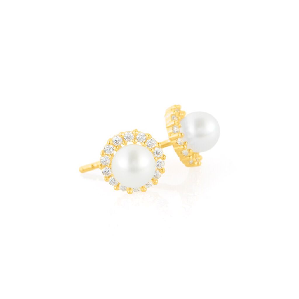 Orecchini Lobo Bon Ton Oro Giallo Perla D'Acqua Dolce Cubic Zirconia - Orecchini a Lobo Donna | Stroili