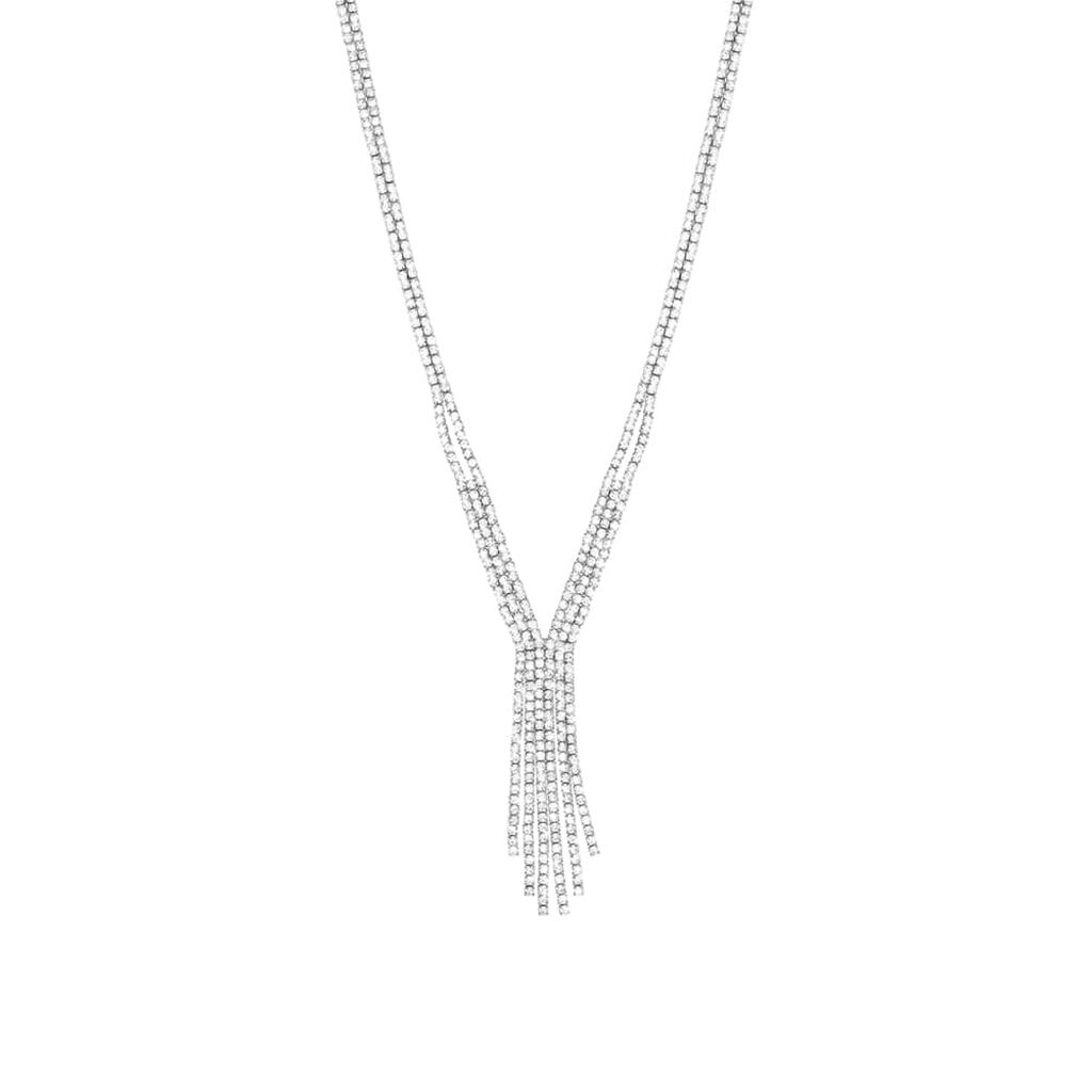 Collana in metallo rodiato con multifili con strass - Collane Donna | Stroili