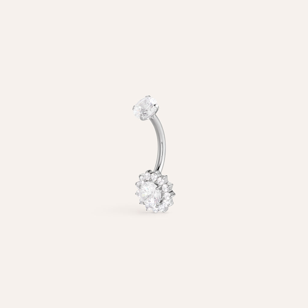 Piercing Ombelico Punto Luce Moonlight Titanio ASTM F316 Cubic Zirconia