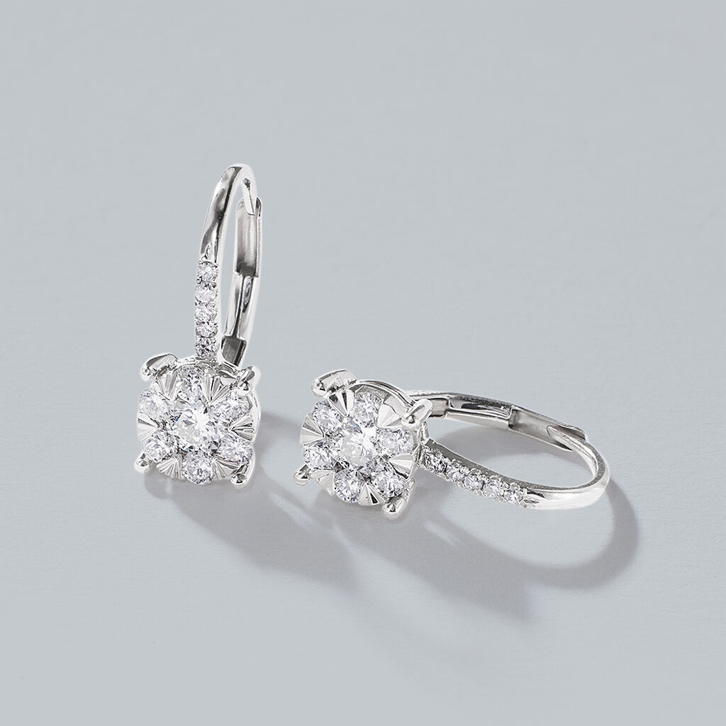 Orecchini Lobo Punto Luce Petali Oro Bianco Diamante - Orecchini a Lobo Donna | Stroili