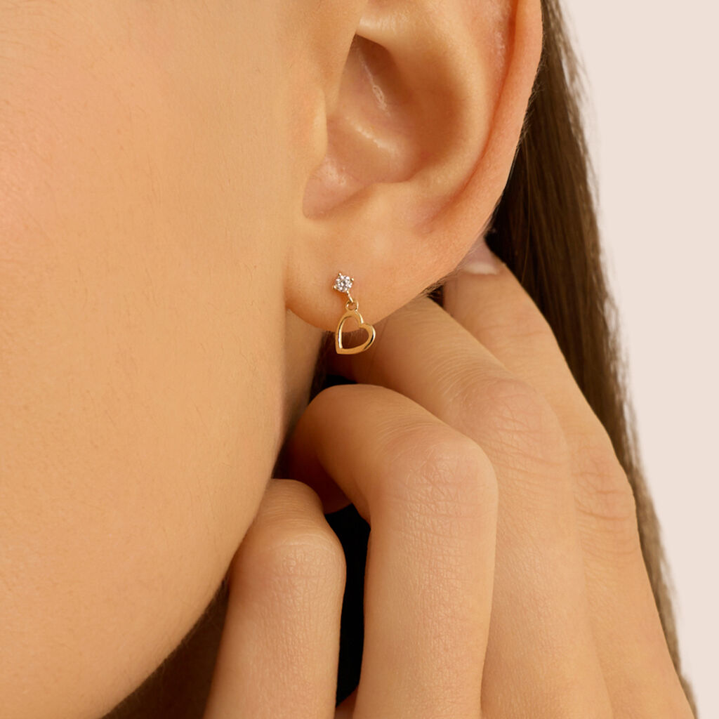 Orecchini Lobo Bon Ton Oro Giallo Cubic Zirconia