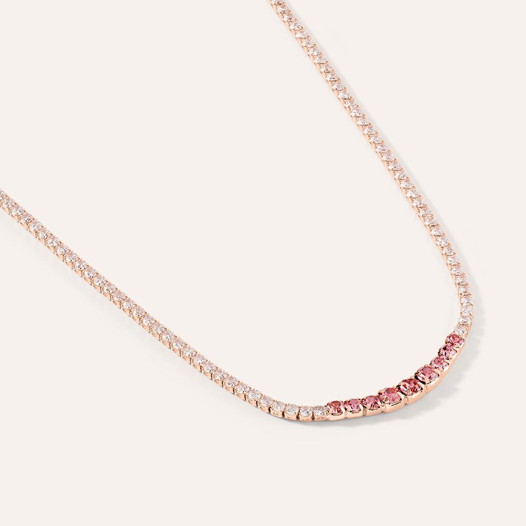 Collana Tennis Romantic Shine Metallo Rosa Cristallo