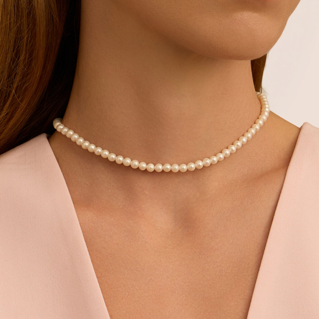 Collana Gold Pearls Oro Bianco Perla D'Acqua Dolce Diamante