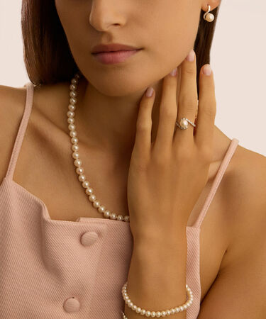 Orecchini Lobo Gold Pearls Oro Bianco Perla D'Acqua Dolce Diamante