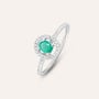 Anello Solitario Elizabeth Crown Oro Bianco Smeraldo Diamante