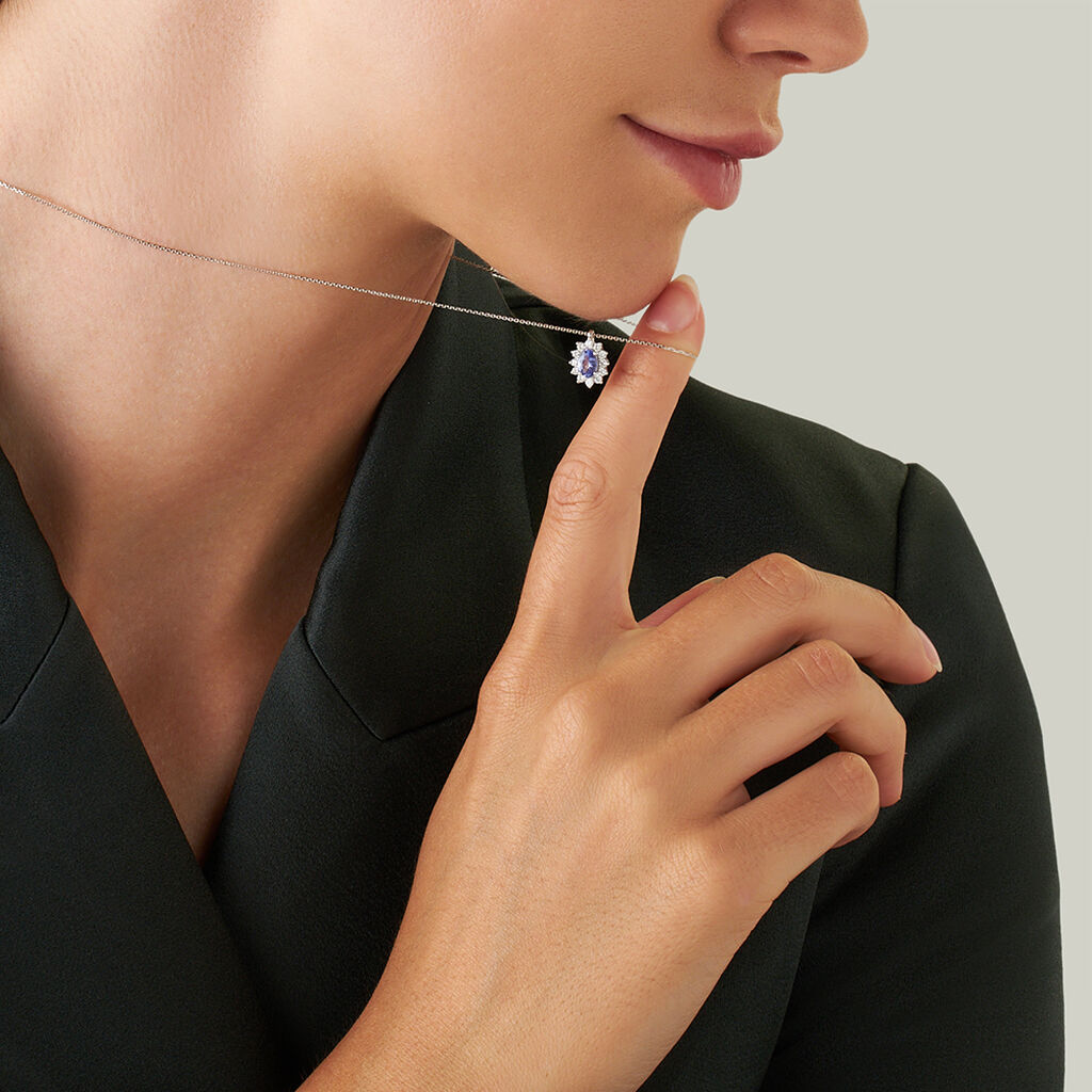 Collana Jasmine Oro Bianco Tanzanite Diamante - Collane Donna | Stroili