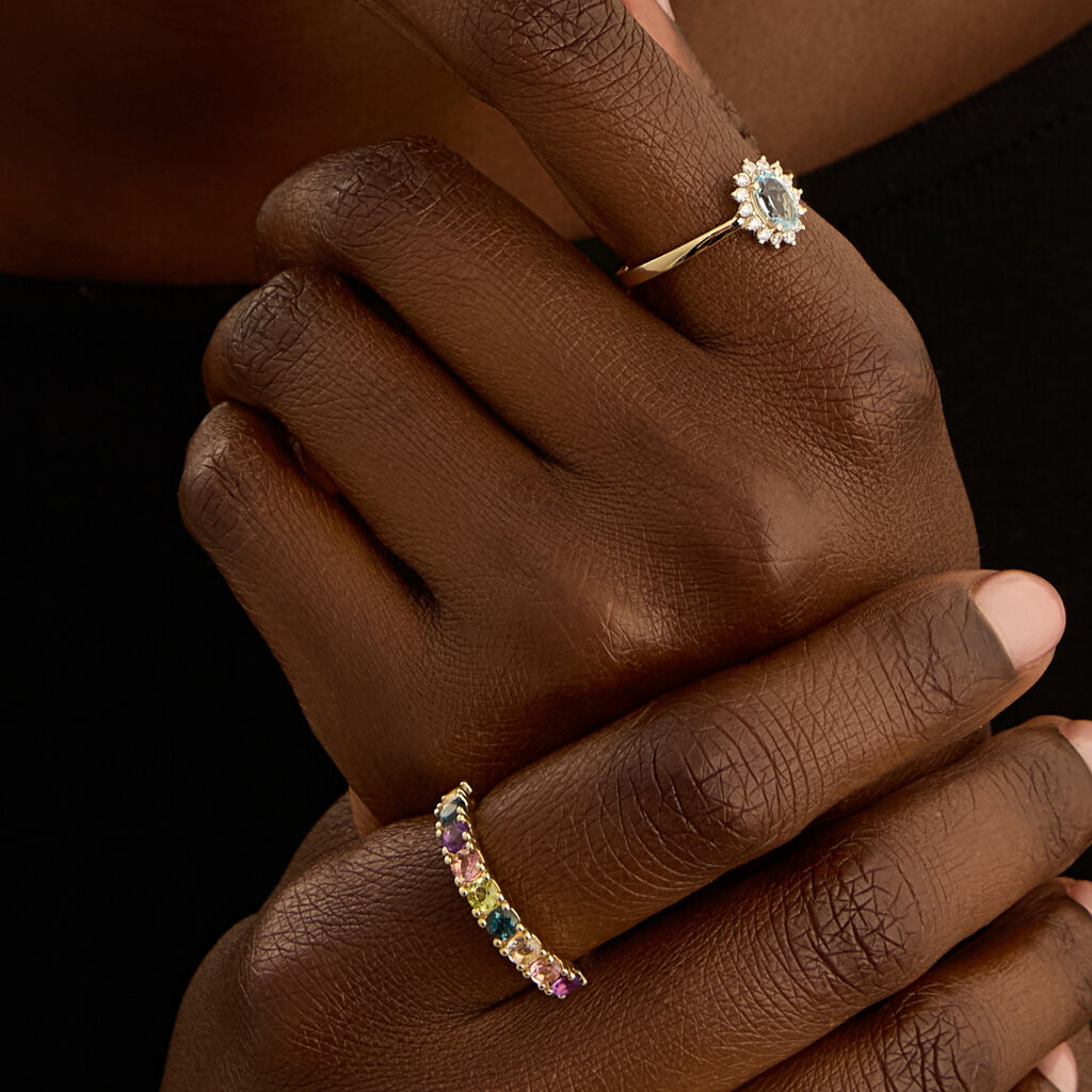 Anello Solitario Amélie Oro Giallo E Topazio Con Cubic Zirconia