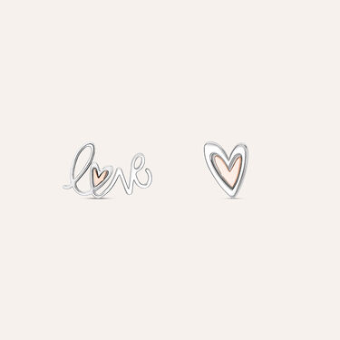 Orecchini Spaiati Silver Collection Argento Bicolore Bianco / Rosa