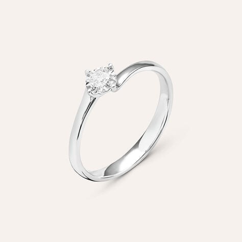 Anello Solitario Valentino Diamotion Oro Bianco Diamante - Anelli con Pietre Donna | Stroili