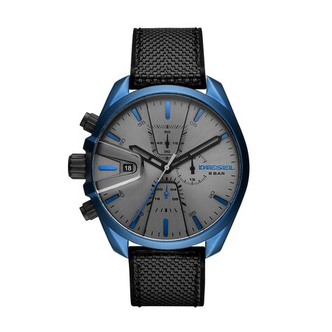 Diesel orologio cronografo grigio e cinturino in nylon/silicone nero e quadrante grigio con dettagli blu - Orologi Uomo | Stroili