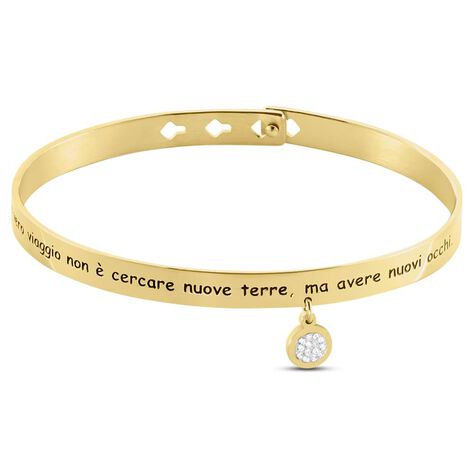 Bangle Lady Message Acciaio Dorato Cristallo - Bracciali Rigidi Donna | Stroili