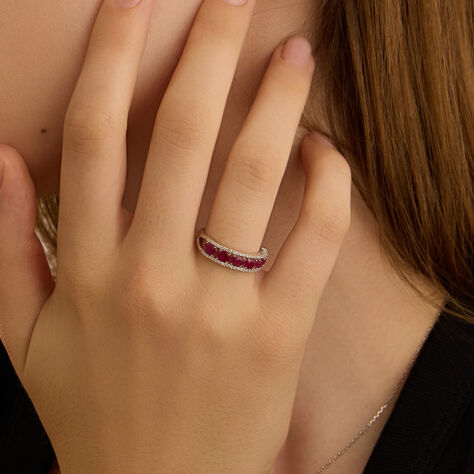 Anello Fascia Charlotte Oro Bianco Rubino Diamante - Anelli con Pietre Donna | Stroili