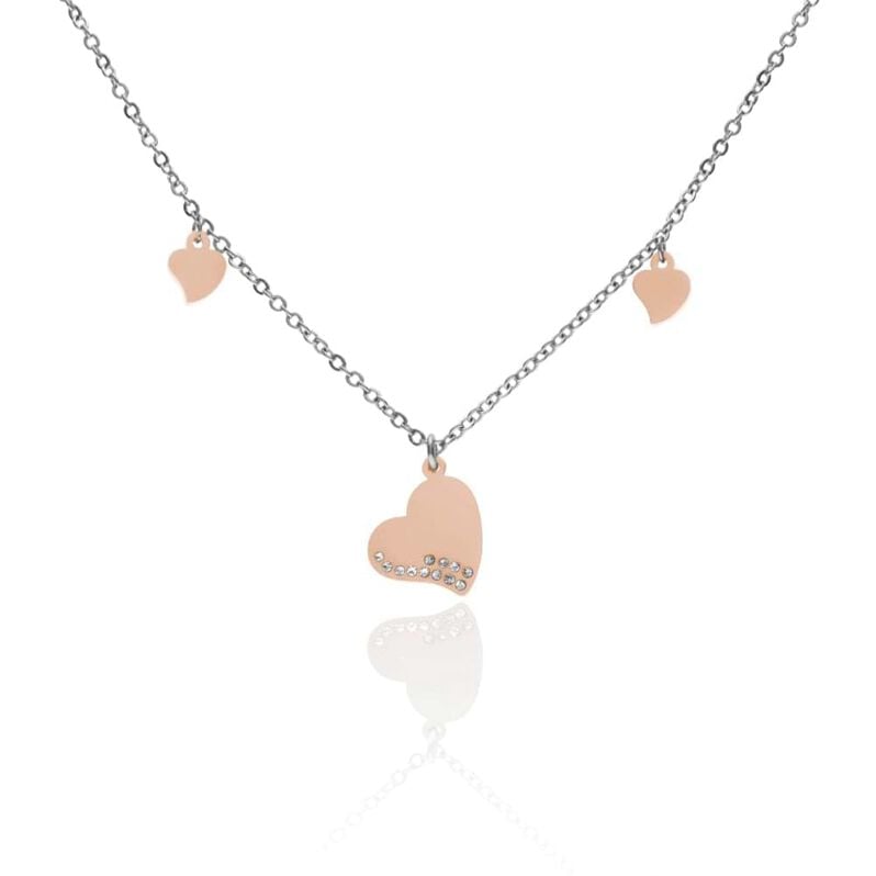 Collana Lady Chic Acciaio Bicolore Cuore e Cristalli - Collane Donna | Stroili