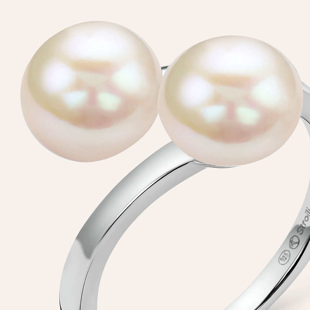 Anello Contrarie Silver Pearls Argento Rodiato Perla sintentica