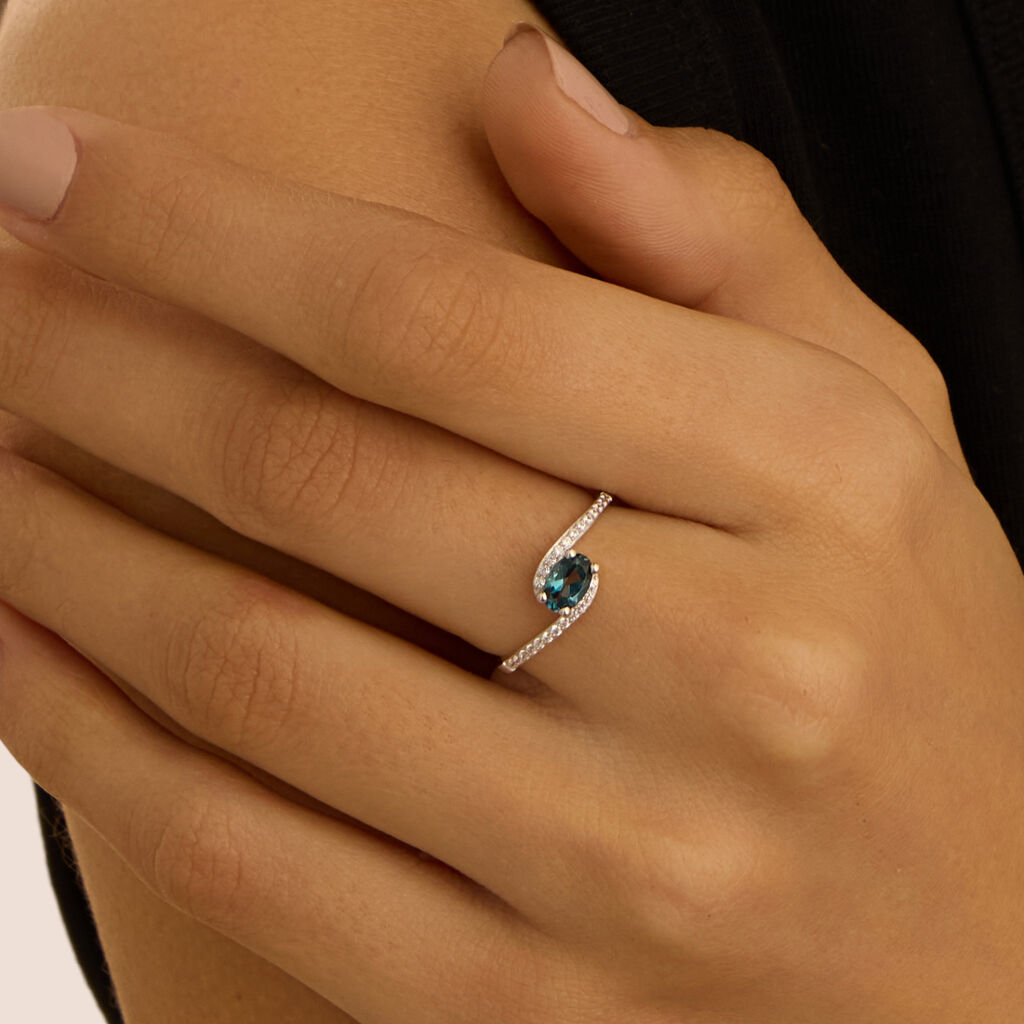 Anello Solitario Amélie Oro Bianco Topazio Cubic Zirconia