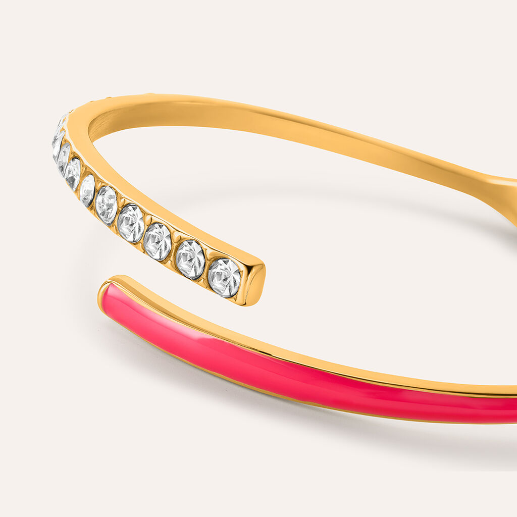 Bangle Lady Sweet Acciaio Dorato Cristallo - Bracciali Rigidi Donna | Stroili