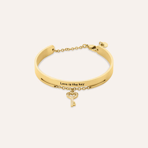 Bangle Lady Message Acciaio Dorato Cristallo - Bracciali Rigidi Donna | Stroili