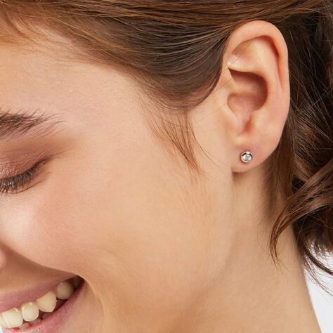 Orecchini Lobo Punto Luce Claire Oro Bianco Cubic Zirconia - Orecchini a Lobo Donna | Stroili