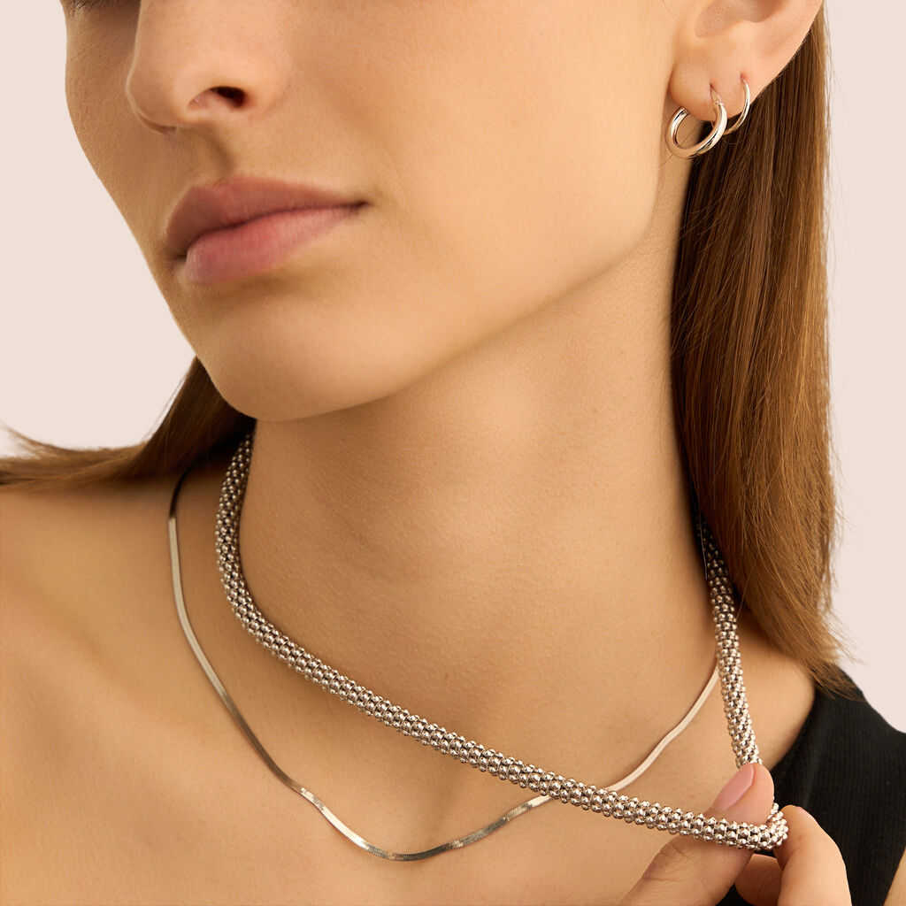 Orecchini A Cerchio Toujours Oro Bianco - Orecchini a Cerchio Donna | Stroili