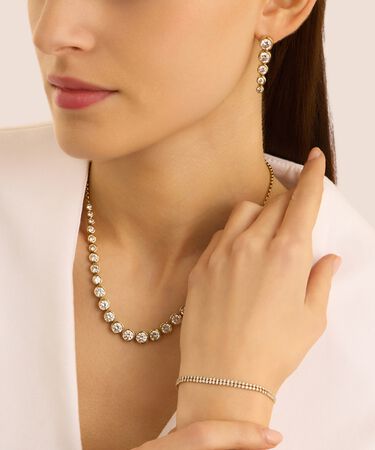 Collana Aura Acciaio Dorato Cubic Zirconia