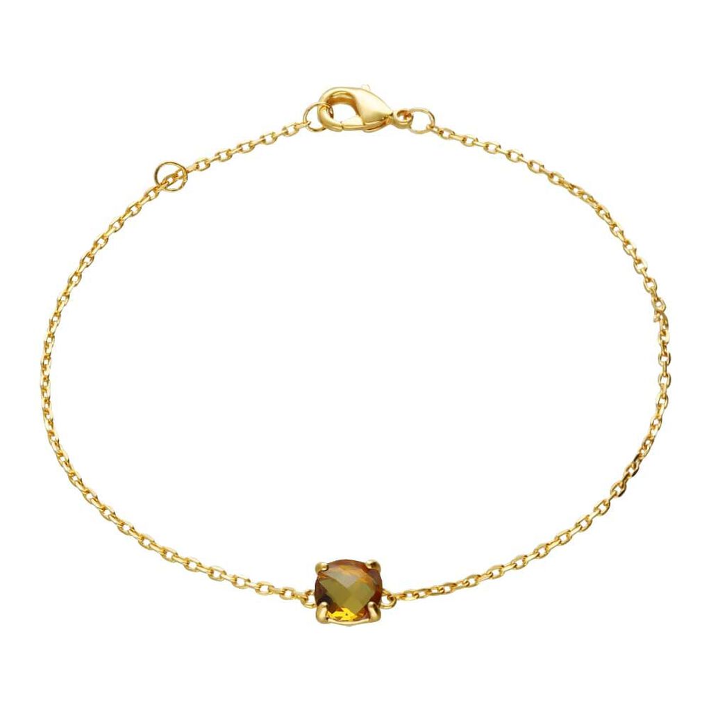 Bracciale placcato oro con pietra color ambraGirocollo placcato oro con pietra rosso con zirconi