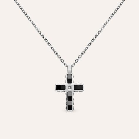 Collana Man Code Acciaio Bicolore Bianco / Nero Cubic Zirconia - Collane Uomo | Stroili