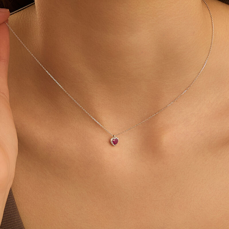 Collana Charlotte Oro Bianco Rubino Diamante - Collane Donna | Stroili