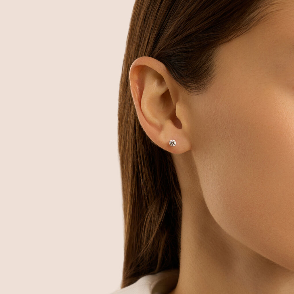 Orecchini Lobo Punto Luce Diamade Oro Bianco Diamante Lab-Grown