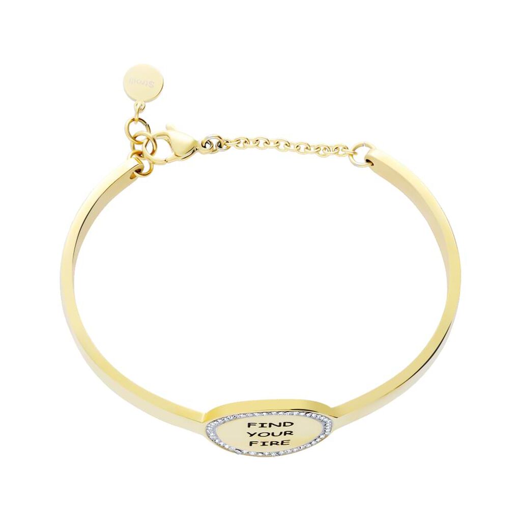 Bangle Find your fire in acciaio dorato e strass - Bracciali Donna | Stroili
