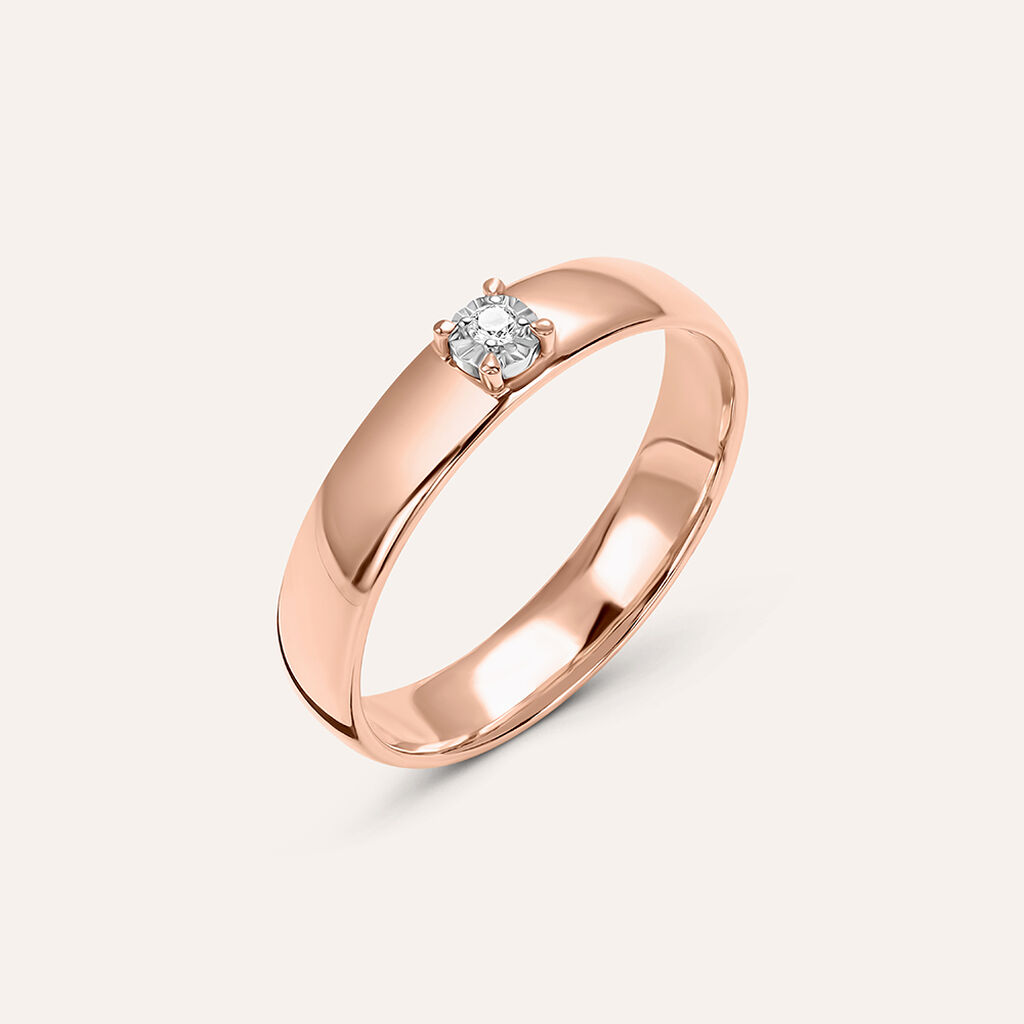 Fede Comoda 4 mm Oro Rosa Diamante