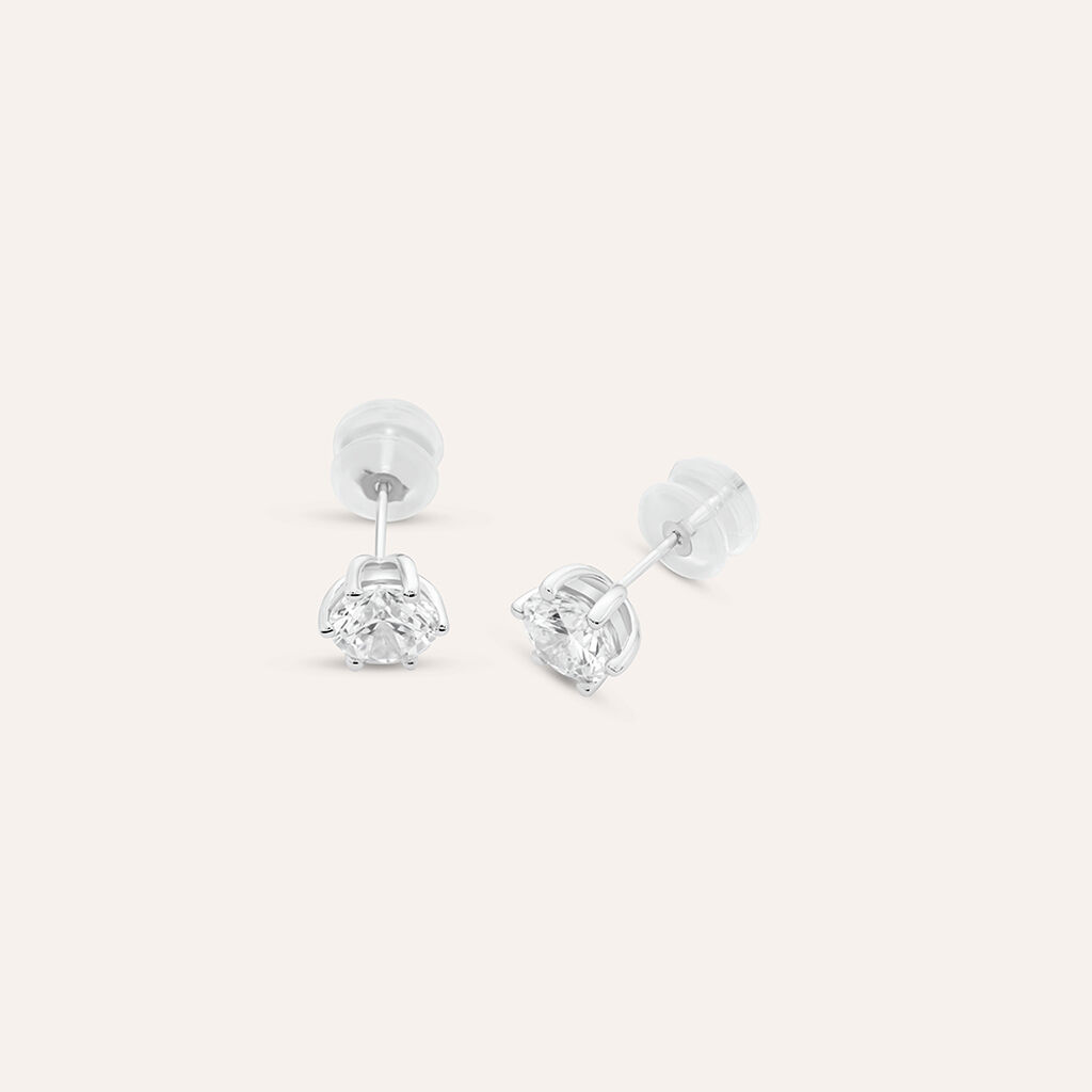 Orecchini Lobo Punto Luce Claire Oro Bianco Cubic Zirconia - Orecchini a Lobo Donna | Stroili